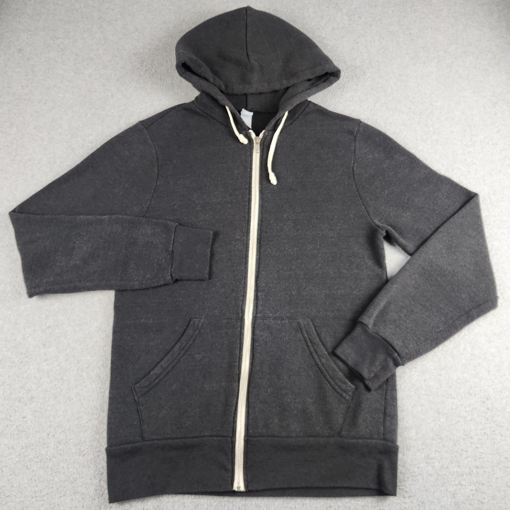 Alternative Hoodie Mens Medium Gray Eco-Fleece Lined Full Zipper Everyday Wear